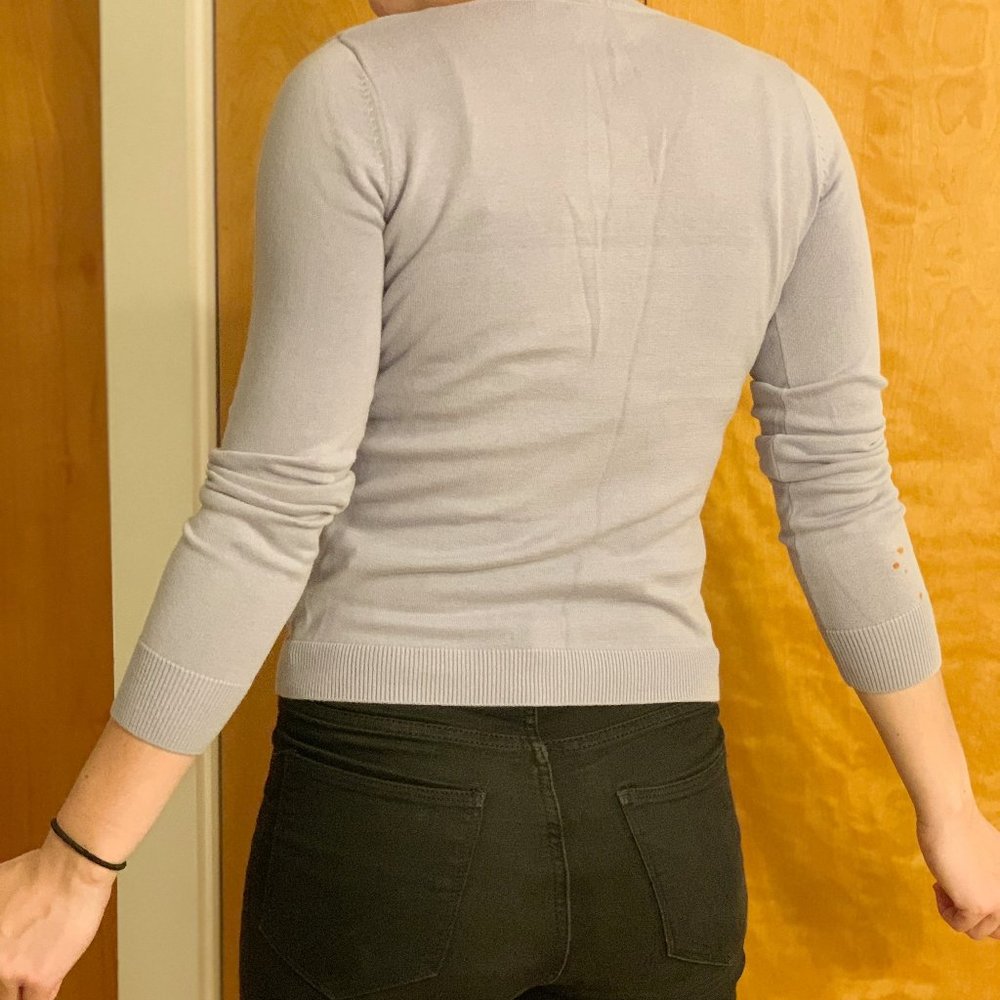 Blue Cardigan V-Neck Sweater